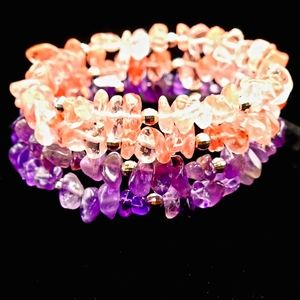 Amethyst and Rose Quartz Bangle Bracelet